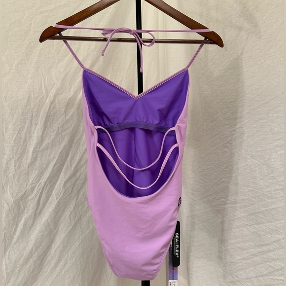 Jolyn Onepiece Swim Suit Lavender Tie Back - Picture 3 of 8